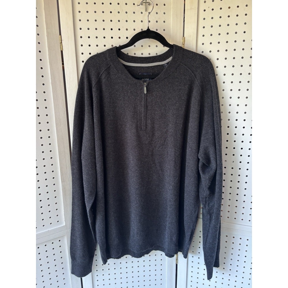 True Measure of a Man 100% Cashmere Dark Gray‎ 1/4 Zip Men's XXL Sweater